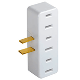 Leviton 65 15Amp 125V Non-Grounding Right Angle 3 Round or Flat Plugs Plug-In Outlet Adapter